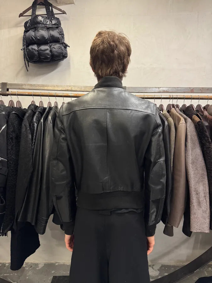 SS2011 Acne Studios Black Padded Bomber Leather Jacket OkMMfgC 2