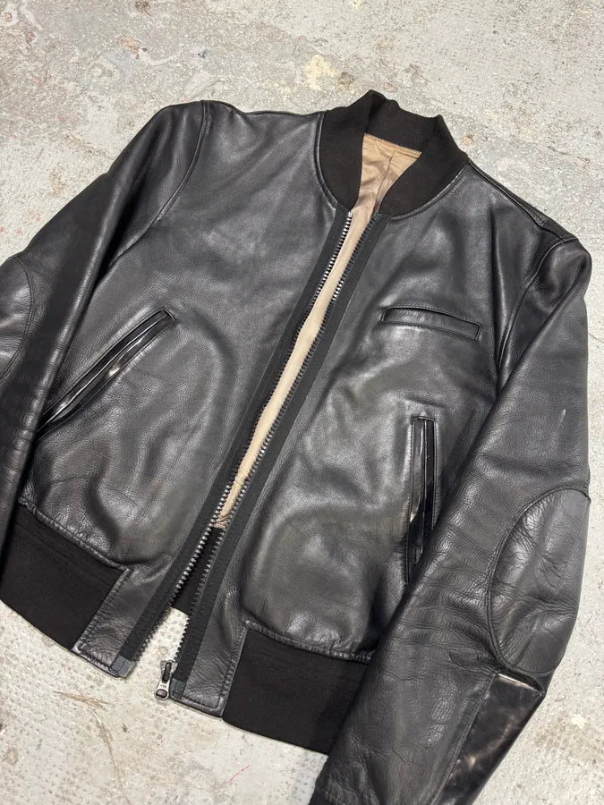 SS2011 Acne Studios Black Padded Bomber Leather Jacket OkMMfgC 3