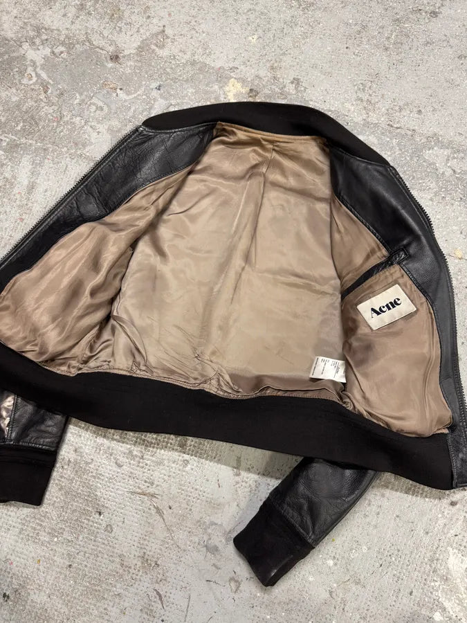 SS2011 Acne Studios Black Padded Bomber Leather Jacket OkMMfgC 5