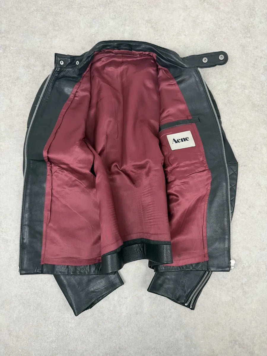 SS2011 Acne Studios Oliver Biker Black Leather Jacket iPOahHa 5