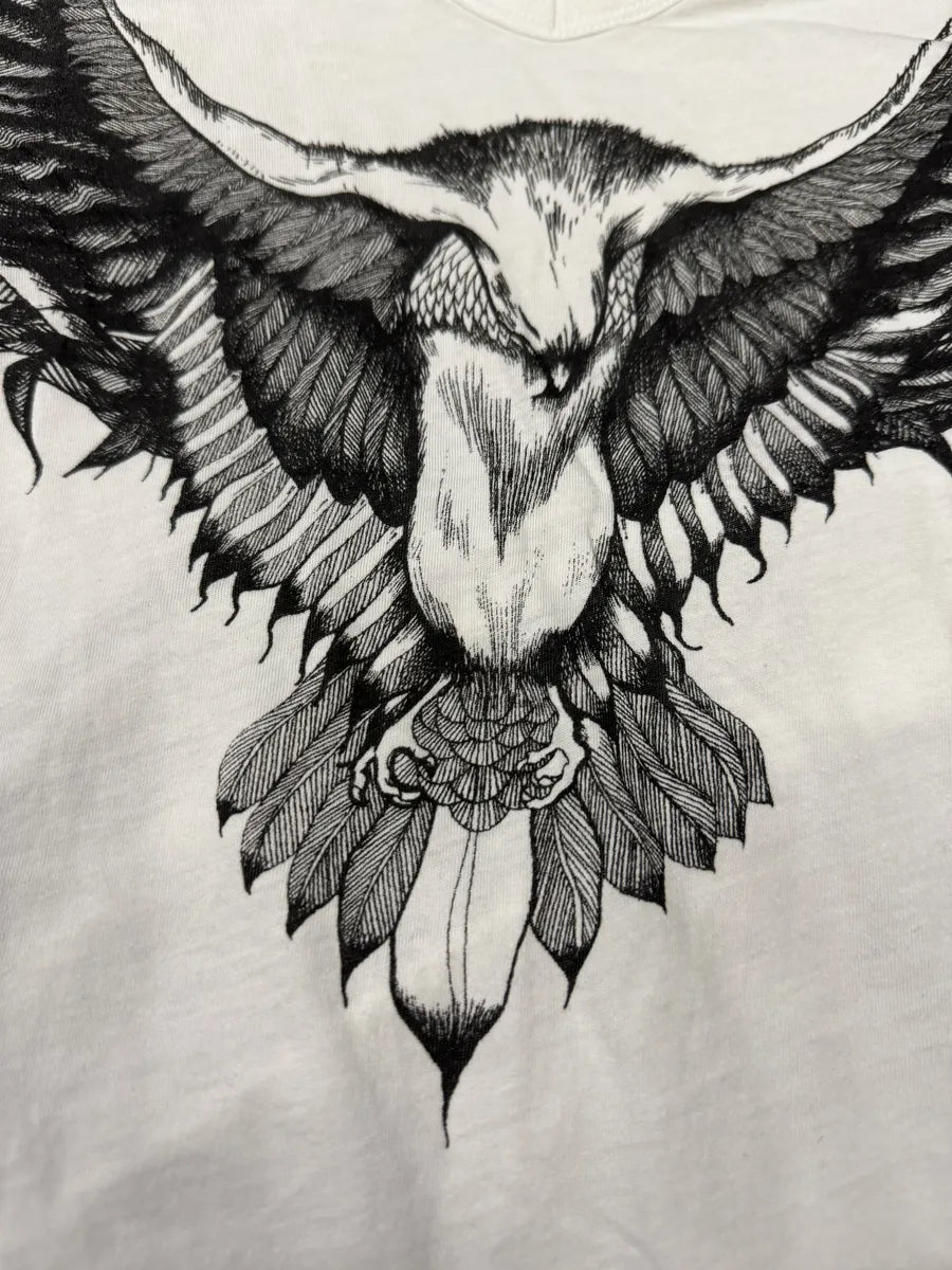 SS2011 Alexander McQueen Black & White Eagle V Neck T-Shirt VmZgZtI 10