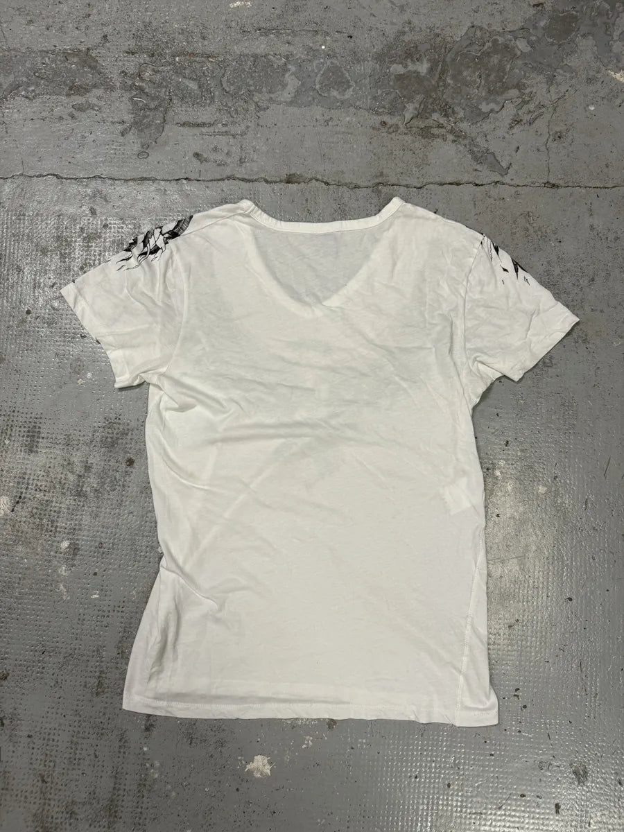 SS2011 Alexander McQueen Black & White Eagle V Neck T-Shirt VmZgZtI 3