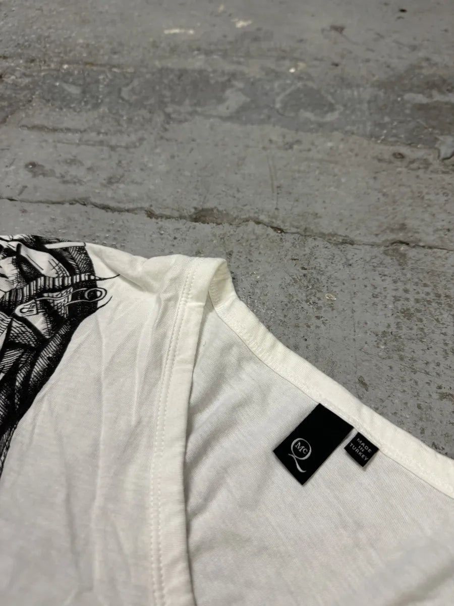 SS2011 Alexander McQueen Black & White Eagle V Neck T-Shirt VmZgZtI 7