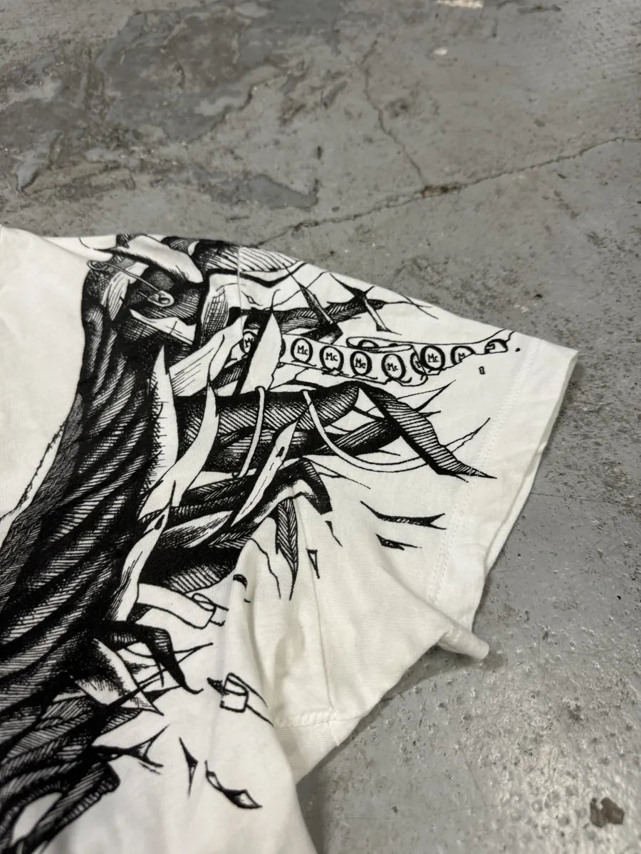 SS2011 Alexander McQueen Black & White Eagle V Neck T-Shirt VmZgZtI 8