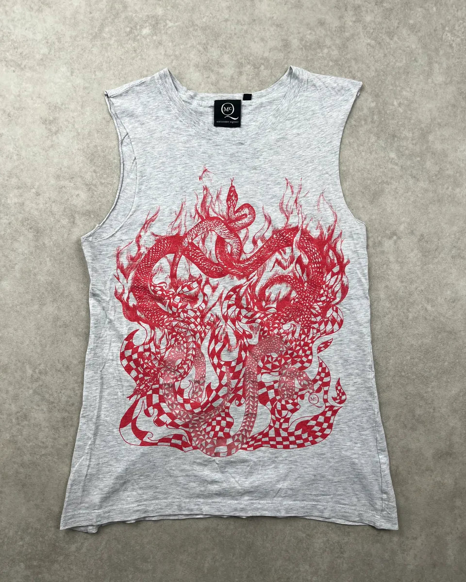 SS2011 Alexander McQueen Grey Dragon Embroidered Tank Top uVLFsCO 0