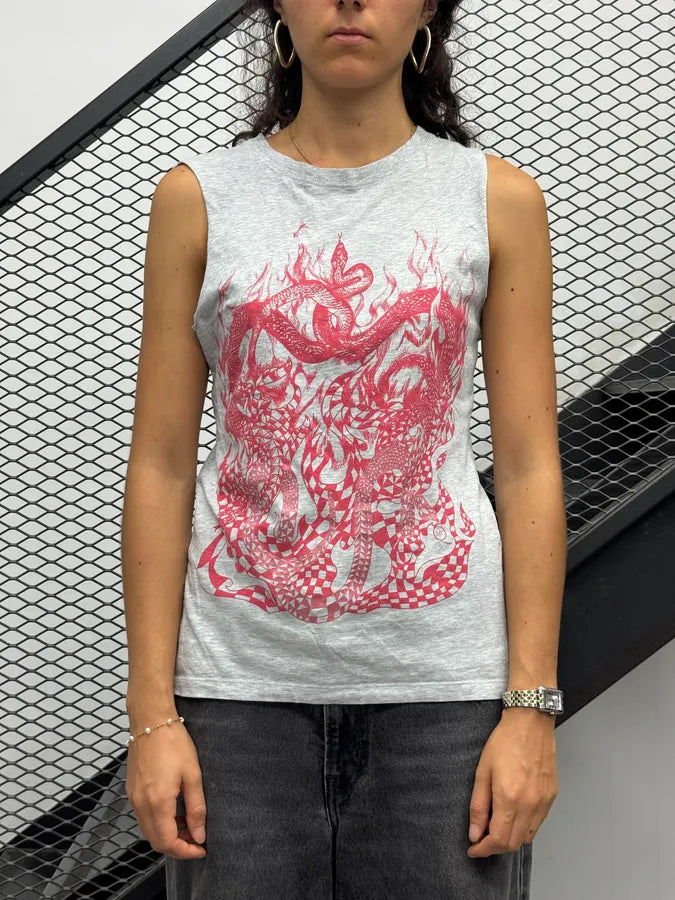 SS2011 Alexander McQueen Grey Dragon Embroidered Tank Top uVLFsCO 1