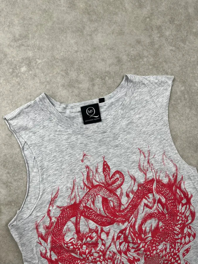 SS2011 Alexander McQueen Grey Dragon Embroidered Tank Top uVLFsCO 4