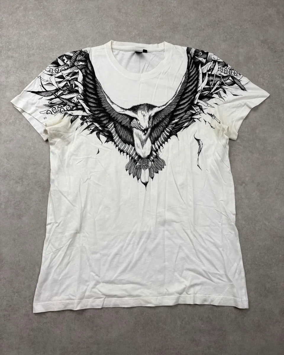 SS2011 Alexander McQueen White Raven T-Shirt WtKPVTP 0