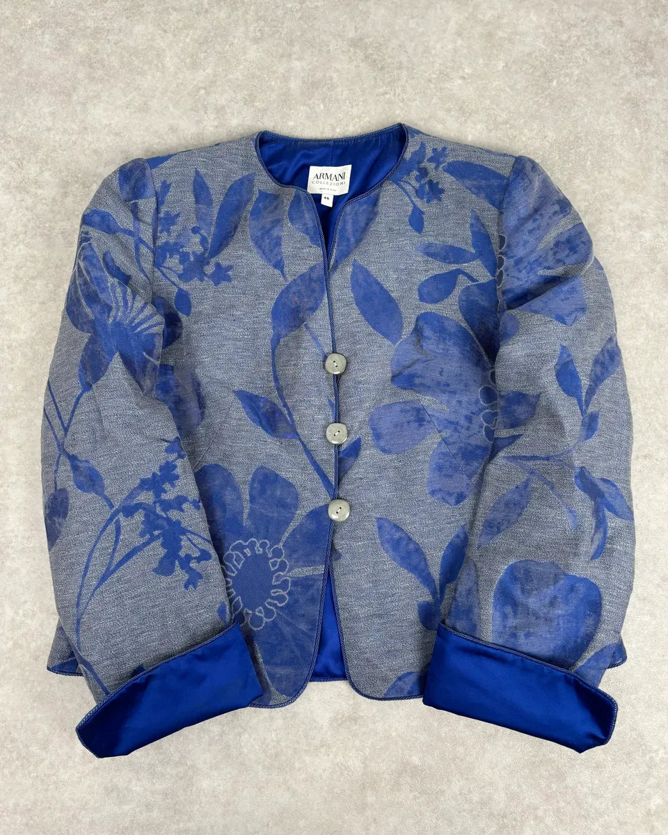 SS2011 Armani Collezioni Grey & Blue Floral Blazer Jacket eAfHAlR 0