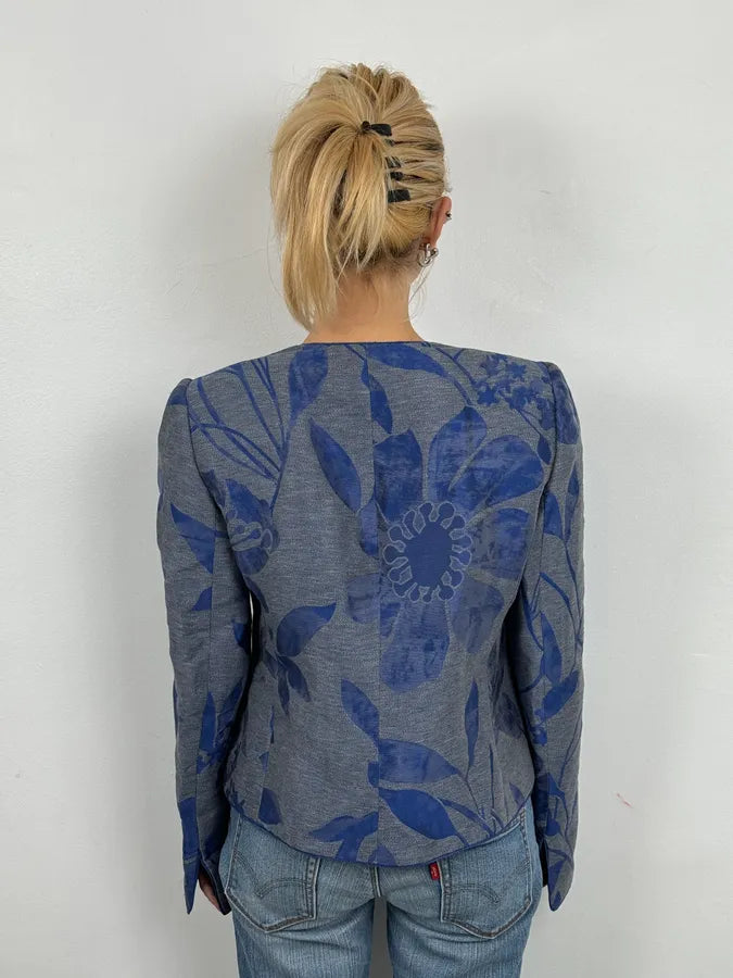 SS2011 Armani Collezioni Grey & Blue Floral Blazer Jacket eAfHAlR 2