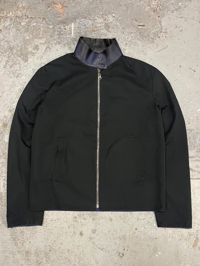 SS2011 Balenciaga Black & Blue Reversible Leather Collar Minimalist Jacket (M/L) WoaMuvr 0