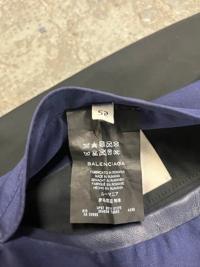 SS2011 Balenciaga Black & Blue Reversible Leather Collar Minimalist Jacket (M/L) WoaMuvr 11