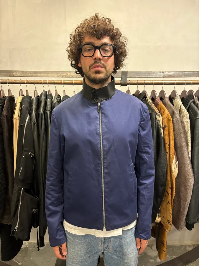 SS2011 Balenciaga Black & Blue Reversible Leather Collar Minimalist Jacket (M/L) WoaMuvr 3