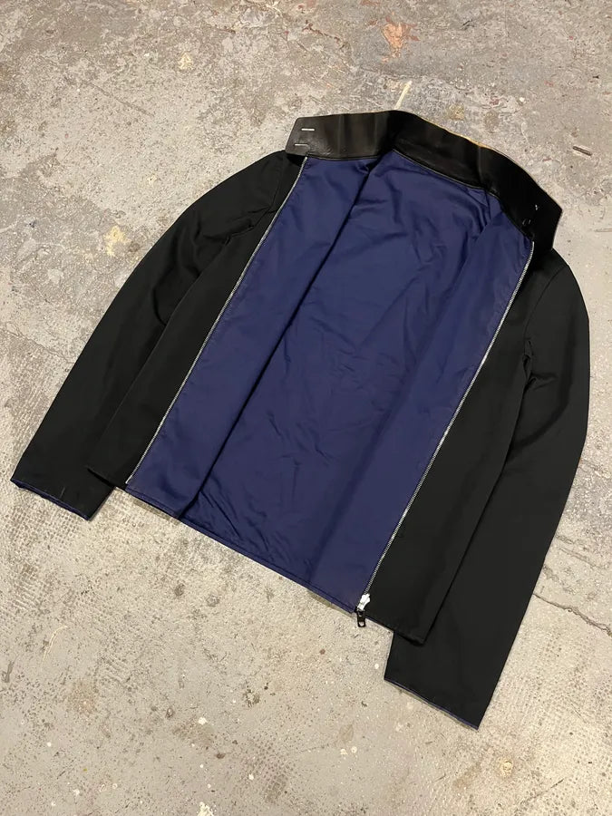 SS2011 Balenciaga Black & Blue Reversible Leather Collar Minimalist Jacket (M/L) WoaMuvr 7