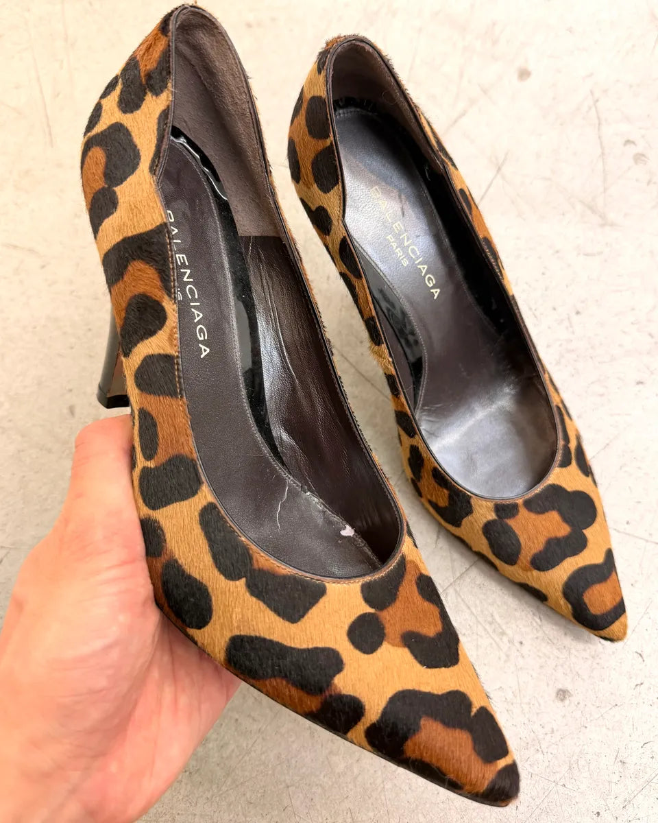 SS2011 Balenciaga Leopard Pony Hair Pointed Heels bWSaDjJ 0