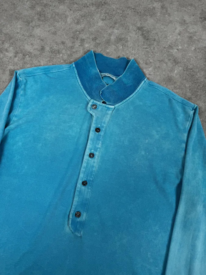 SS2011 Balmain Blue Bleached Longsleeve Polo By Christophe Decarnin kedVSfw 5