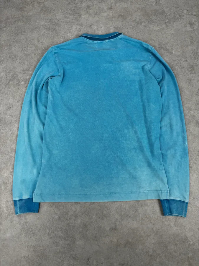 SS2011 Balmain Blue Bleached Longsleeve Polo By Christophe Decarnin kedVSfw 3