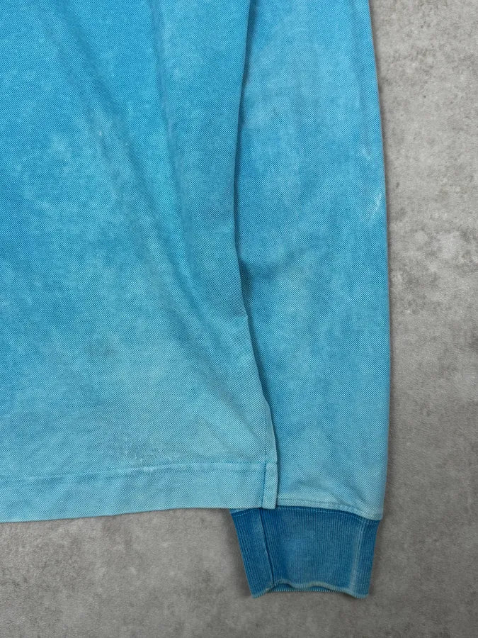 SS2011 Balmain Blue Bleached Longsleeve Polo By Christophe Decarnin kedVSfw 8