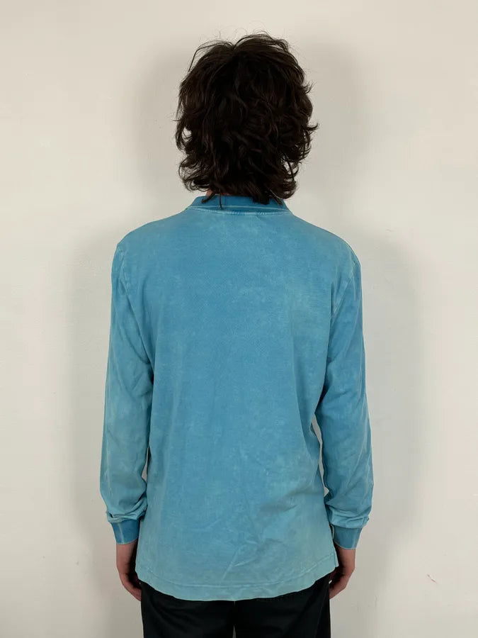 SS2011 Balmain Blue Bleached Longsleeve Polo By Christophe Decarnin kedVSfw 2