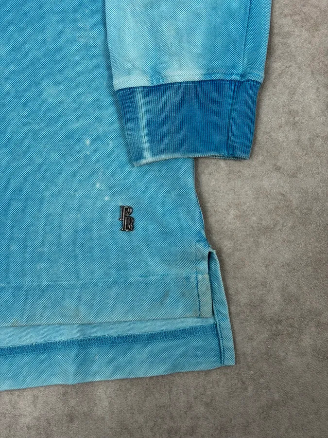 SS2011 Balmain Blue Bleached Longsleeve Polo By Christophe Decarnin kedVSfw 7