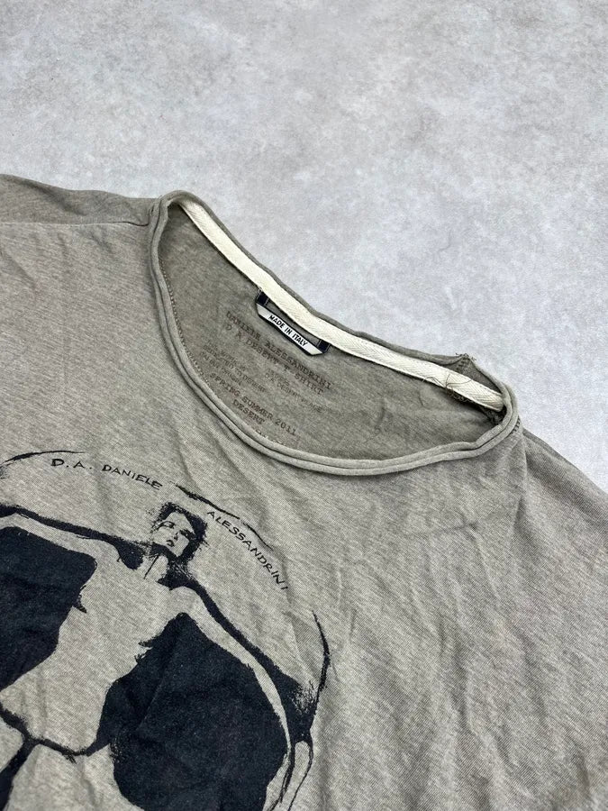 SS2011 Daniele Alessandrini Women Shape Skull Grey T-Shirt NQuisrb 3