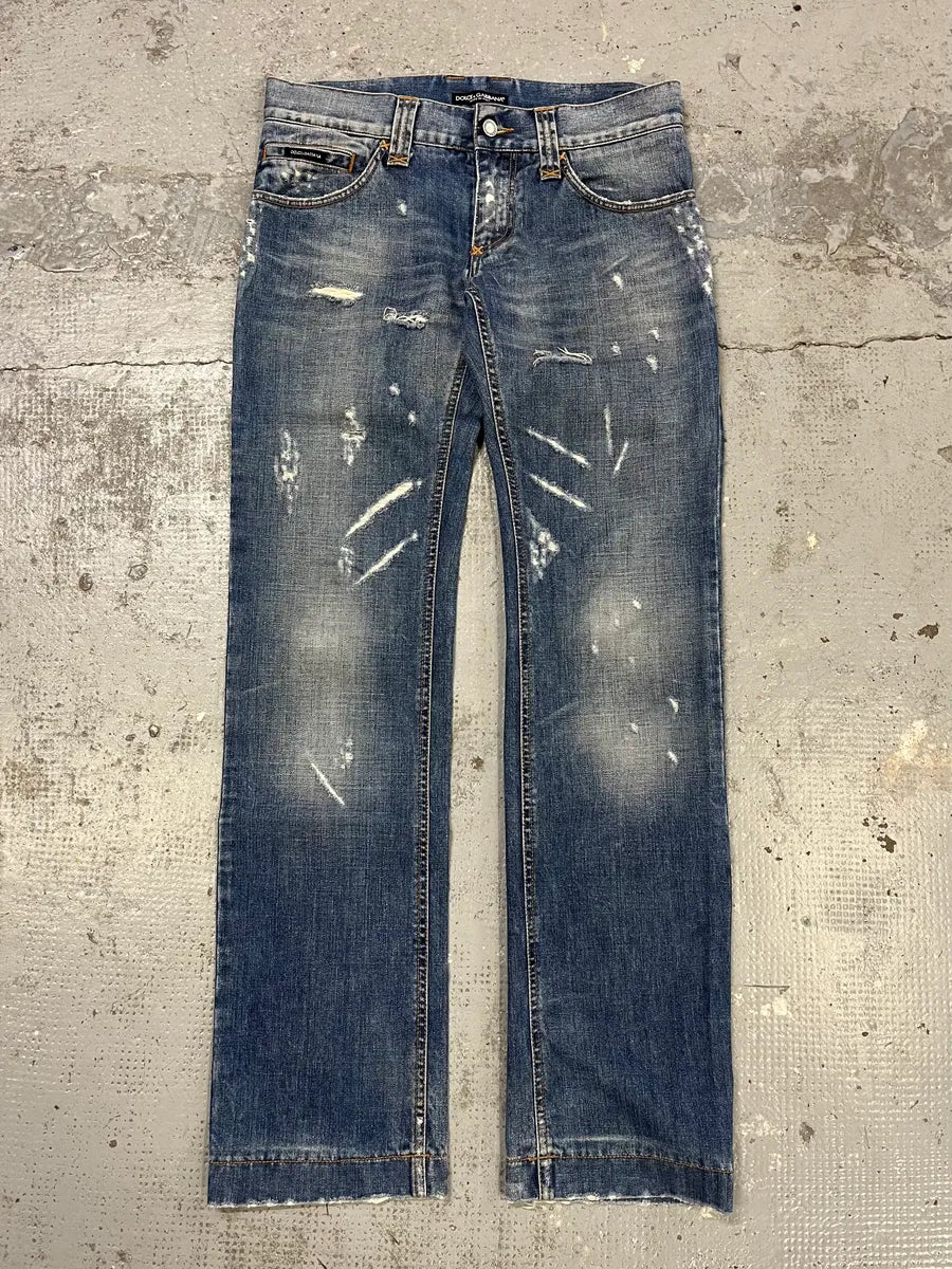 SS2011 Dolce & Gabbana Distressed Blue Denim Jeans zxHsknW 0