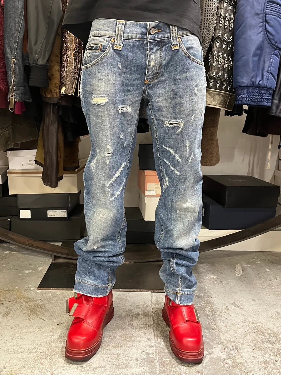 SS2011 Dolce & Gabbana Distressed Blue Denim Jeans zxHsknW 1