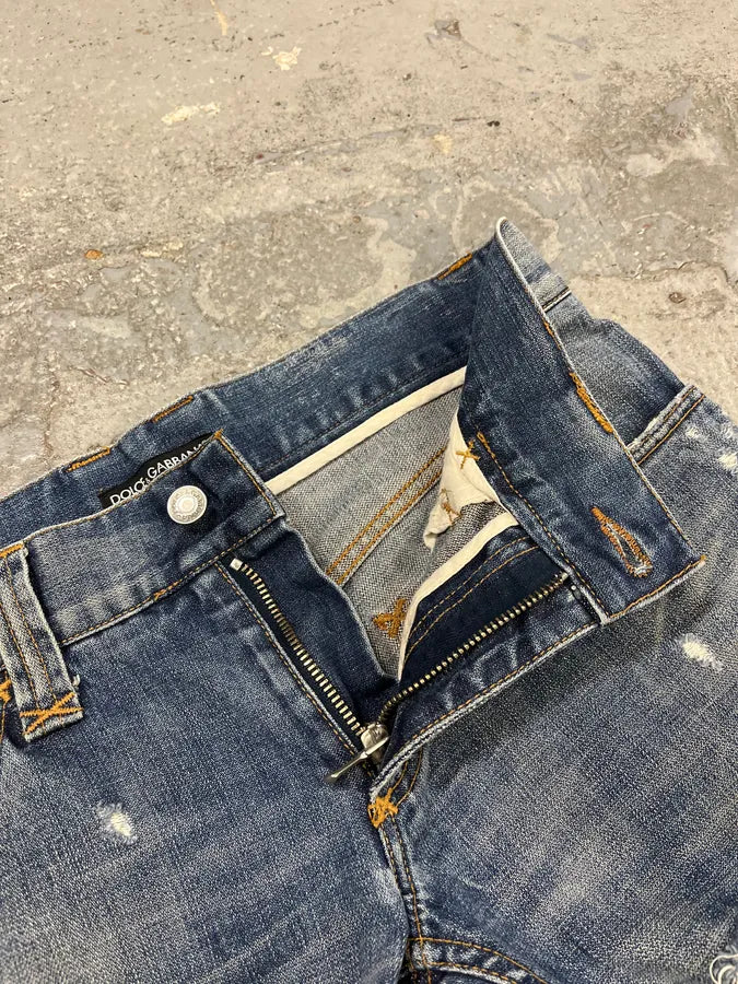 SS2011 Dolce & Gabbana Distressed Blue Denim Jeans zxHsknW 10