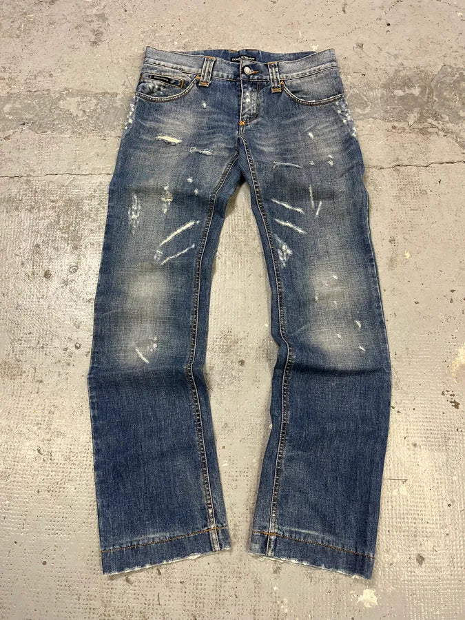 SS2011 Dolce & Gabbana Distressed Blue Denim Jeans zxHsknW 2