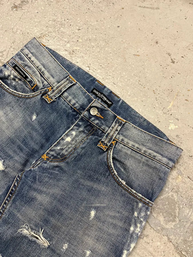 SS2011 Dolce & Gabbana Distressed Blue Denim Jeans zxHsknW 5