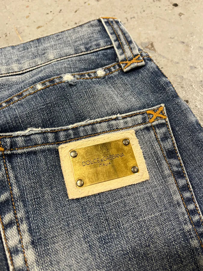SS2011 Dolce & Gabbana Distressed Blue Denim Jeans zxHsknW 9