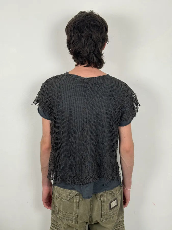 SS2011 Dolce & Gabbana Grey Net Obscure Avant-Garde T-Shirt wifSkwY 1