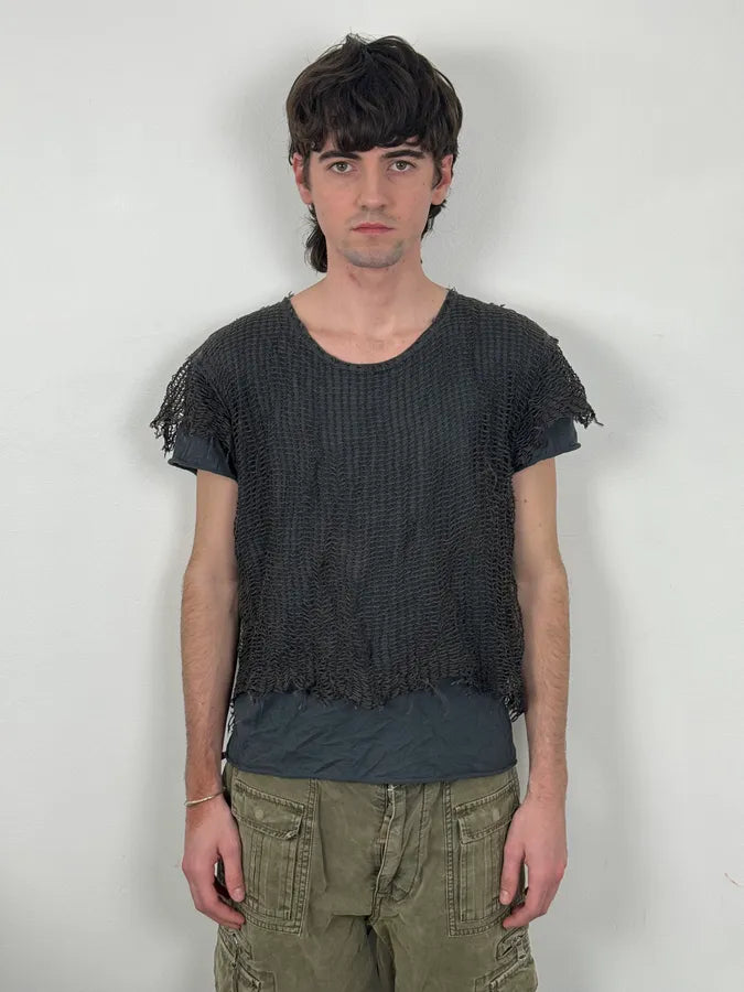SS2011 Dolce & Gabbana Grey Net Obscure Avant-Garde T-Shirt wifSkwY 0