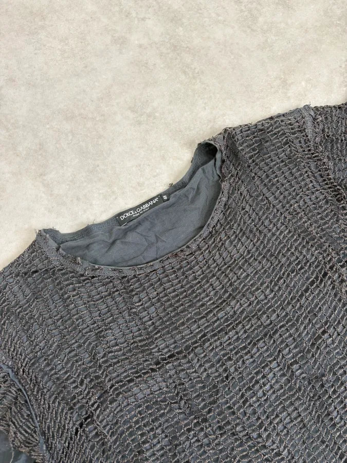 SS2011 Dolce & Gabbana Grey Net Obscure Avant-Garde T-Shirt wifSkwY 4