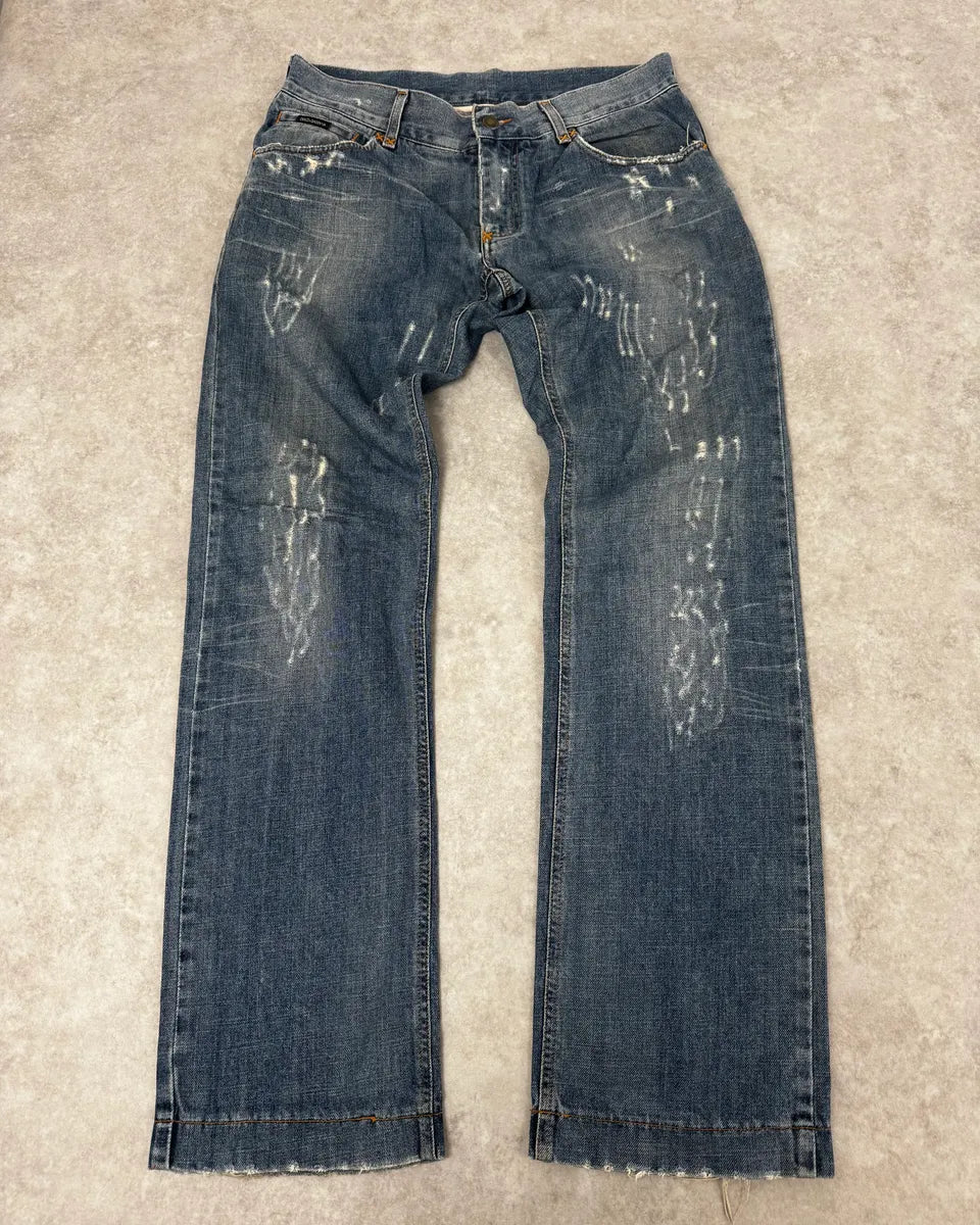 SS2011 Dolce & Gabbana Distressed Blue Denim Jeans JTSuixp 0