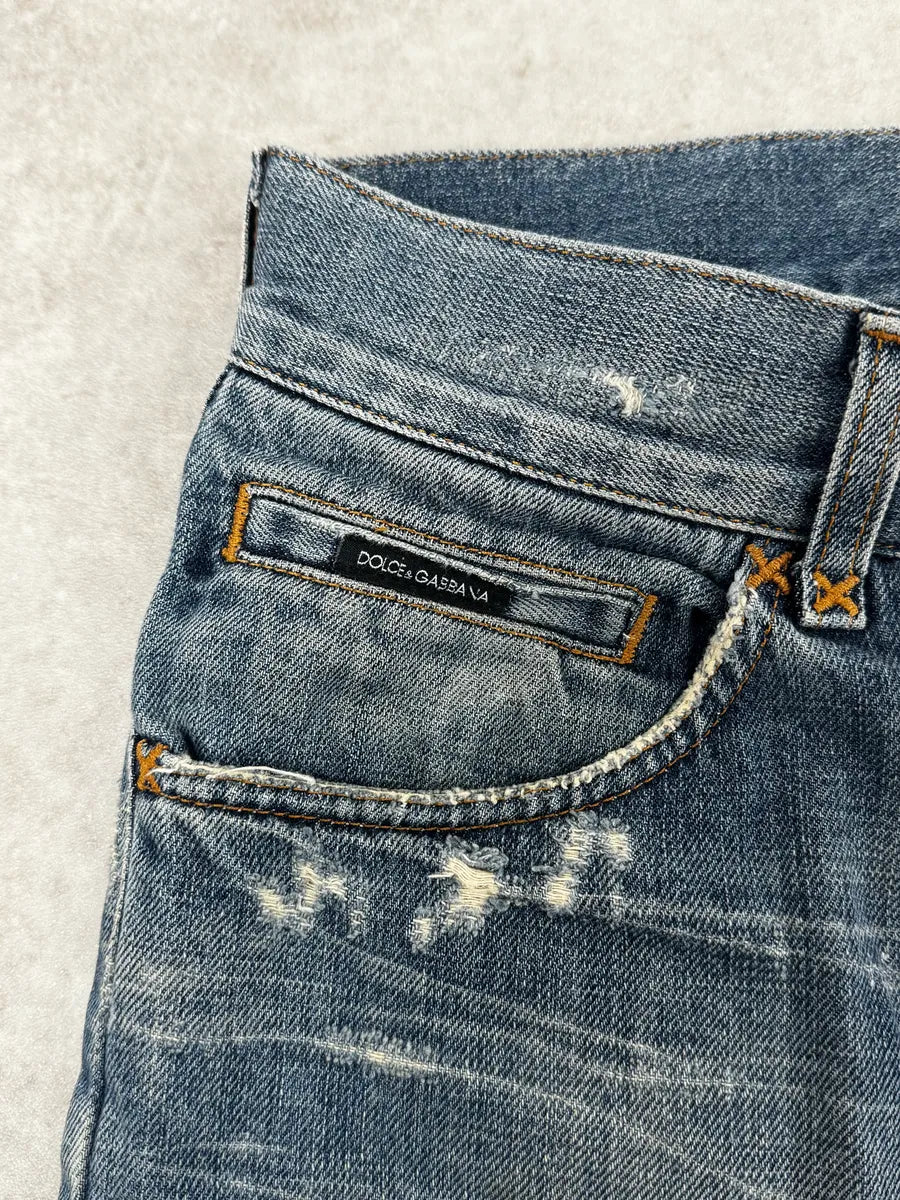 SS2011 Dolce & Gabbana Distressed Blue Denim Jeans JTSuixp 9
