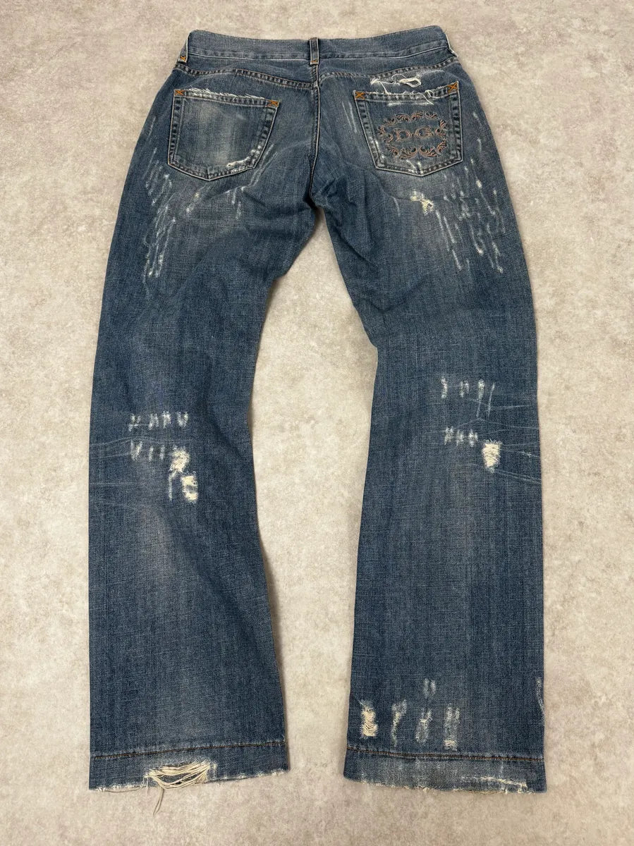 SS2011 Dolce & Gabbana Distressed Blue Denim Jeans JTSuixp 4
