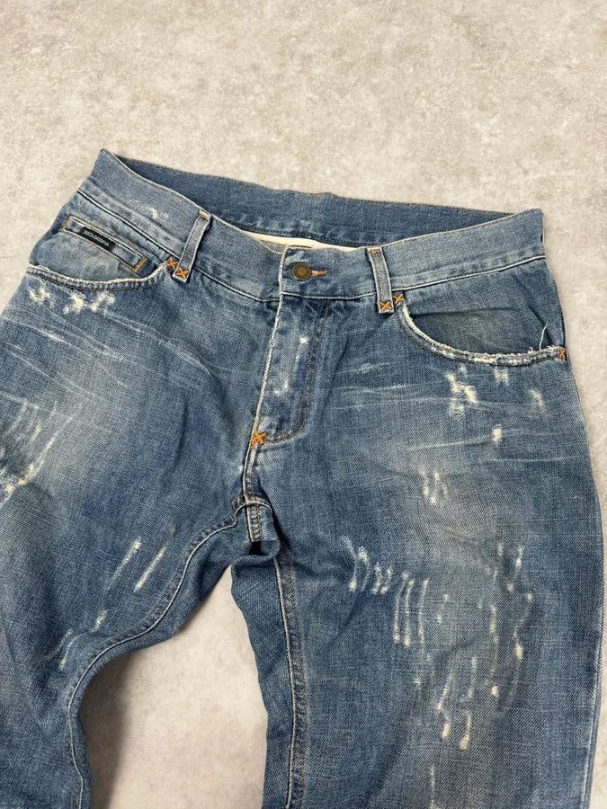 SS2011 Dolce & Gabbana Distressed Blue Denim Jeans JTSuixp 5