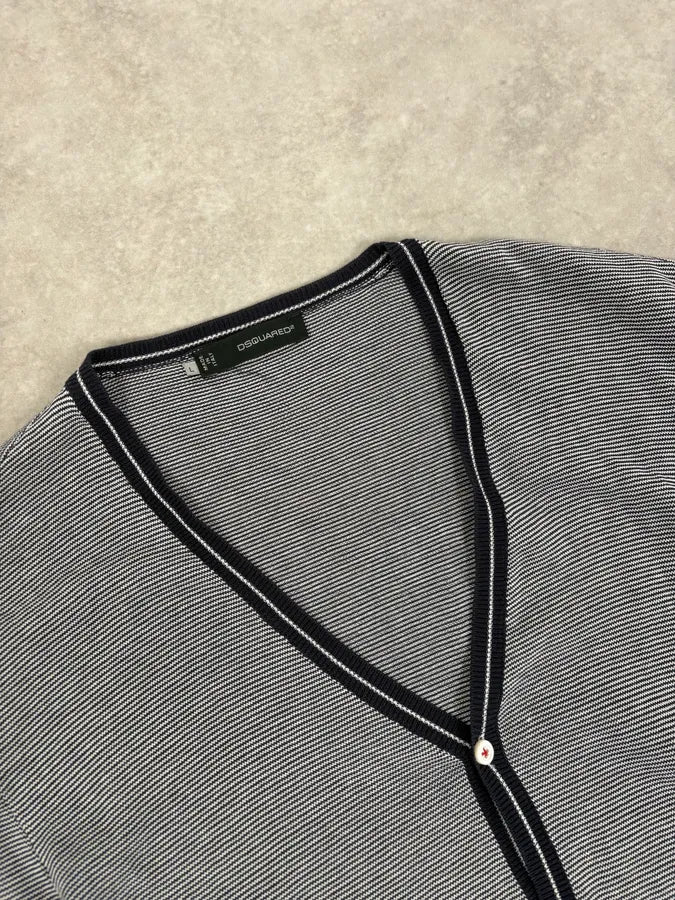 SS2011 Dsquared2 Navy & White Wool Striped Cardigan mWyhqdY 4