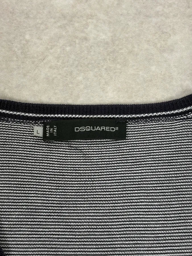 SS2011 Dsquared2 Navy & White Wool Striped Cardigan mWyhqdY 9