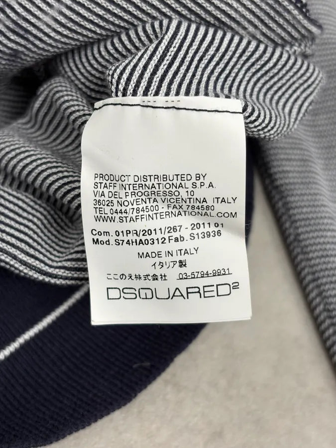 SS2011 Dsquared2 Navy & White Wool Striped Cardigan mWyhqdY 10