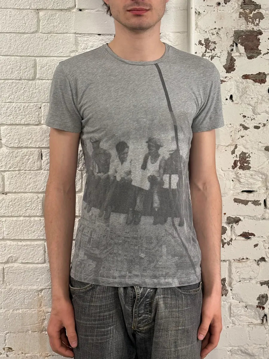 SS2011 Emporio Armani 30th Anniversary NY Workers Grey T-Shirt BHACrXE 1