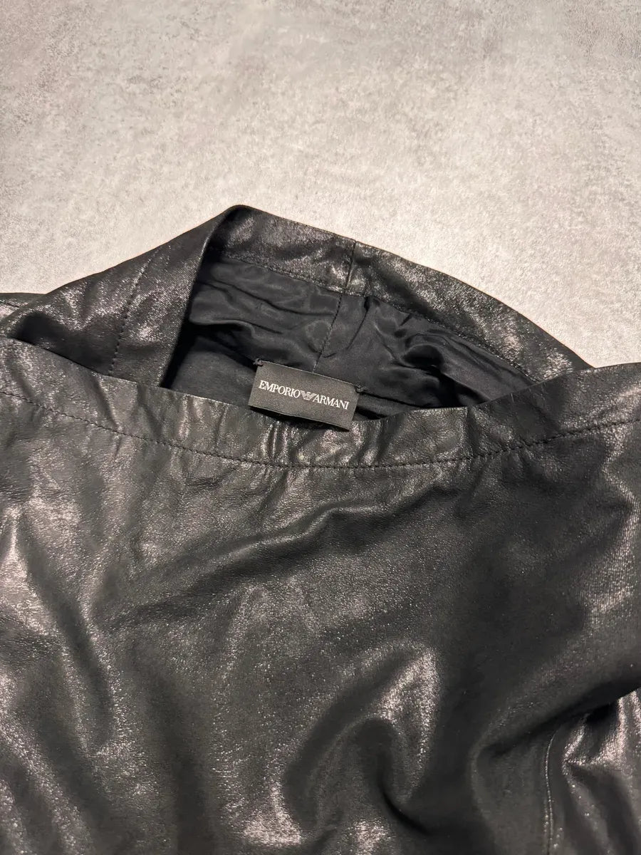 SS2011 Emporio Armani Asymmetrical Black Goat Leather Vest AAoRzSl 3
