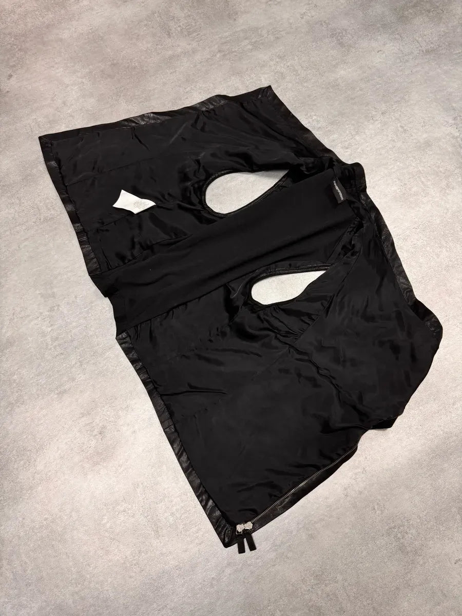 SS2011 Emporio Armani Asymmetrical Black Goat Leather Vest AAoRzSl 4