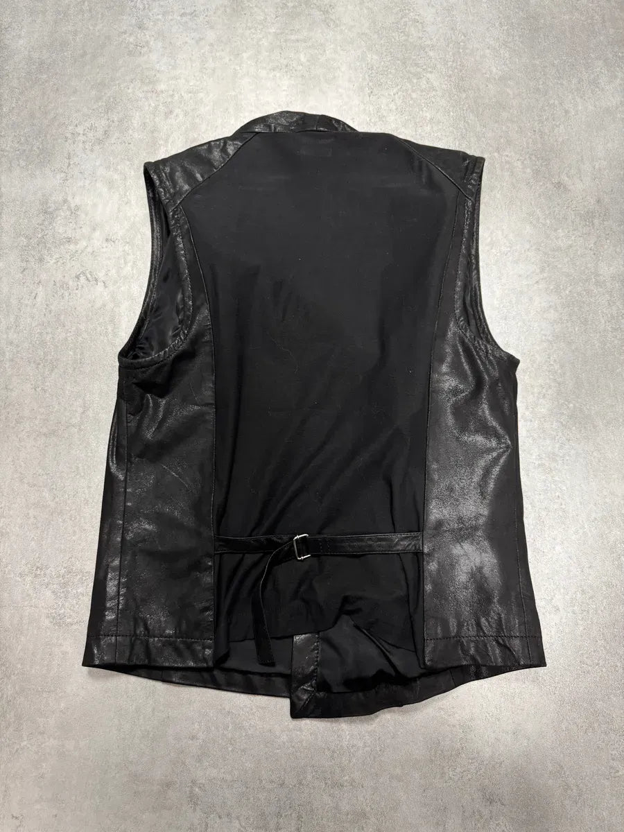SS2011 Emporio Armani Asymmetrical Black Goat Leather Vest AAoRzSl 5
