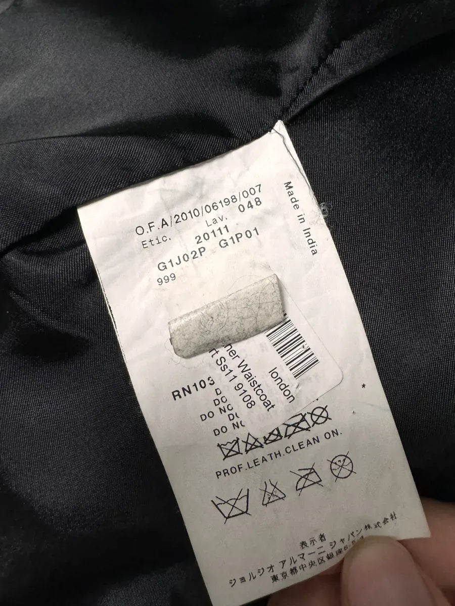 SS2011 Emporio Armani Asymmetrical Black Goat Leather Vest AAoRzSl 6