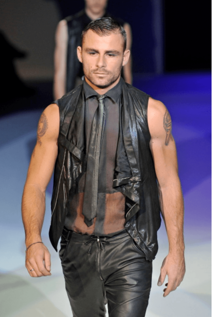 SS2011 Emporio Armani Asymmetrical Black Goat Leather Vest AAoRzSl 1