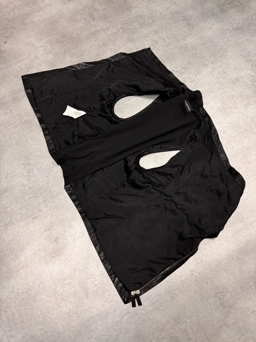 SS2011 Emporio Armani Asymmetrical Black Goat Leather Vest AAoRzSl 4