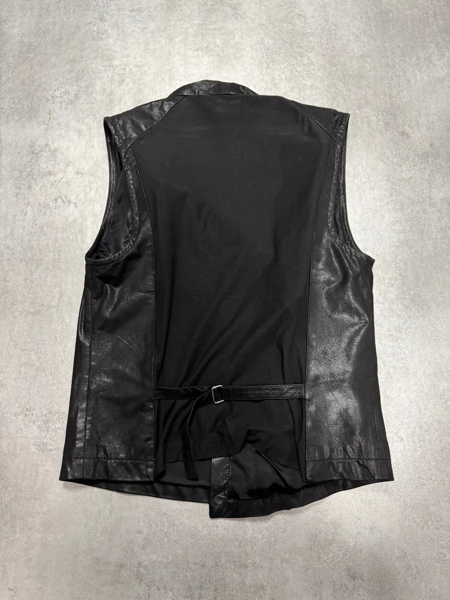 SS2011 Emporio Armani Asymmetrical Black Goat Leather Vest AAoRzSl 5