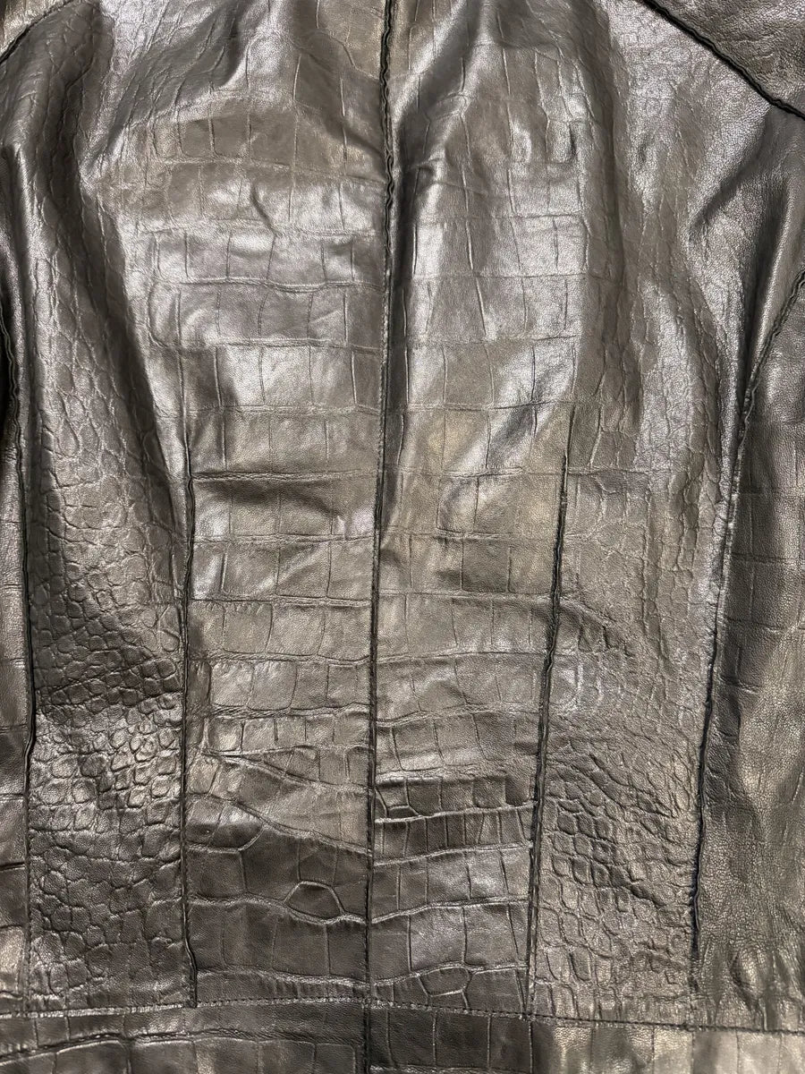 SS2011 Emporio Armani Black Crocodile-Embossed Leather Jacket oQrEbHj 9